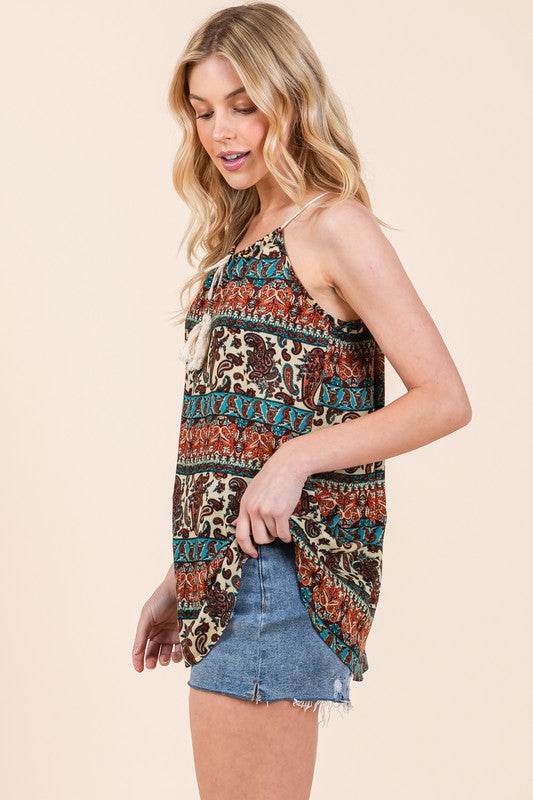 Front Tassel Tie Sleeveless Woven Top - Shop Style & More | Fresh Looks, Everyday Deals & Free Shipping