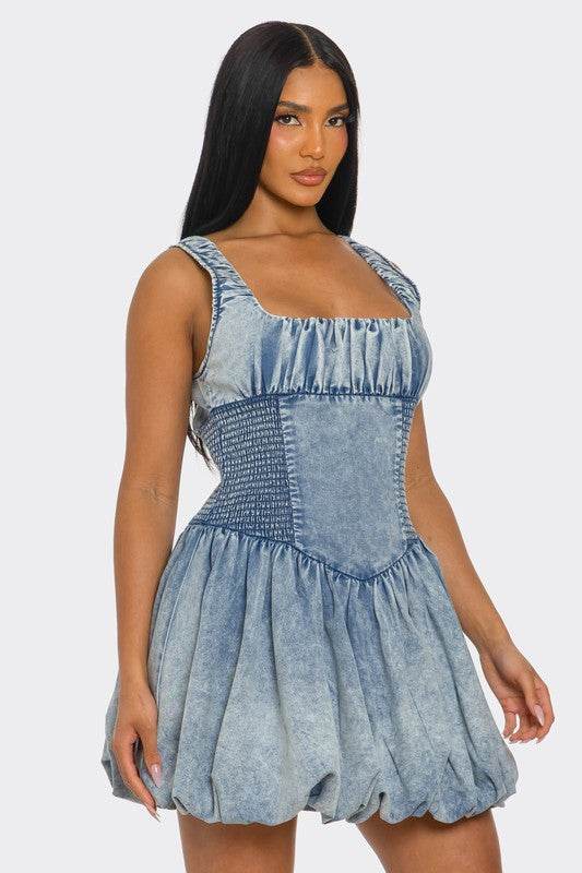 PLUS SIZE Bubble Belle Denim Mini Dress - Shop Style & More | Fresh Looks, Everyday Deals & Free Shipping
