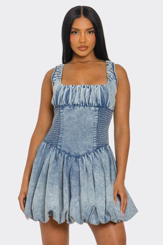 Bubble Belle Denim Mini Dress - Shop Style & More | Fresh Looks, Everyday Deals & Free Shipping