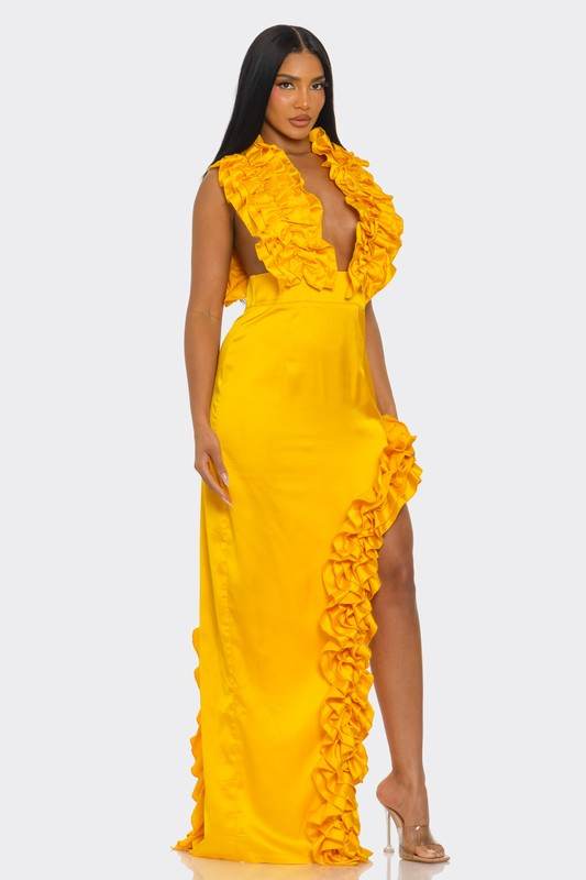 Golden Hour Ruffle Gown - Shop Style & More | Fresh Looks, Everyday Deals & Free Shipping