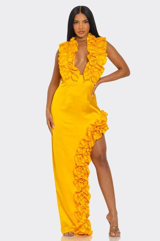 Golden Hour Ruffle Gown - Shop Style & More | Fresh Looks, Everyday Deals & Free Shipping