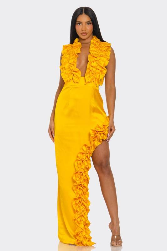 Golden Hour Ruffle Gown - Shop Style & More | Fresh Looks, Everyday Deals & Free Shipping