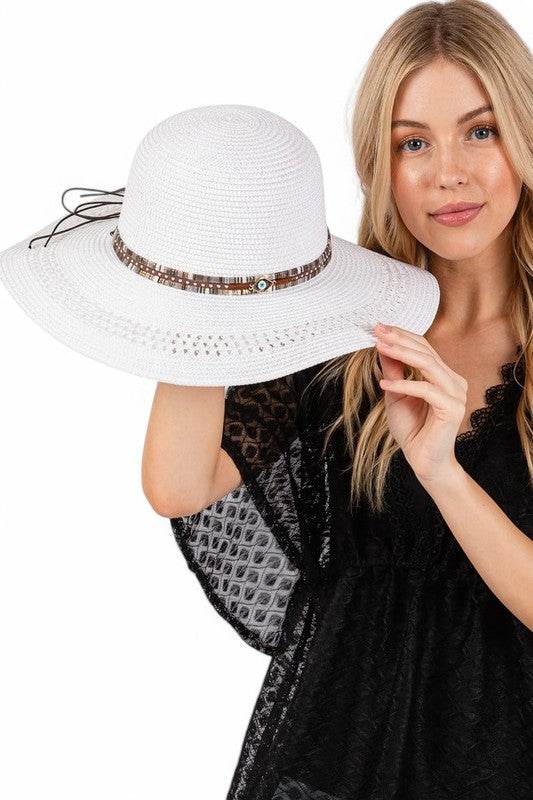 Evil Eye Hatband Floppy Straw Sun Hat - Shop Style & More | Fresh Looks, Everyday Deals & Free Shipping