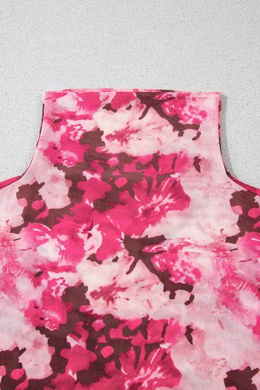 Rose Floral Mesh Flounce Sleeve Mock Neck Blouse - Shop Style & More | Fresh Looks, Everyday Deals & Free Shipping