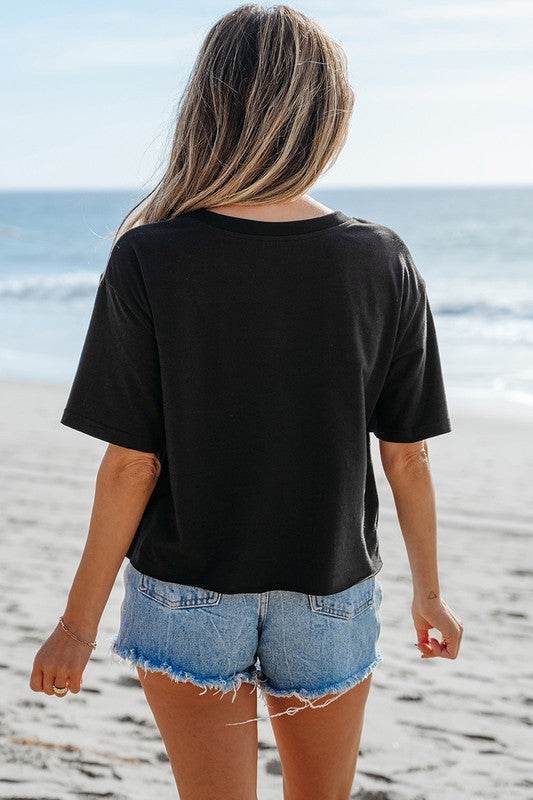 Checkerboard Peace Sign Printed Round Neck T Shirt - Shop Style & More | Fresh Looks, Everyday Deals & Free Shipping