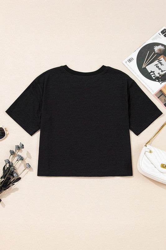 Checkerboard Peace Sign Printed Round Neck T Shirt - Shop Style & More | Fresh Looks, Everyday Deals & Free Shipping