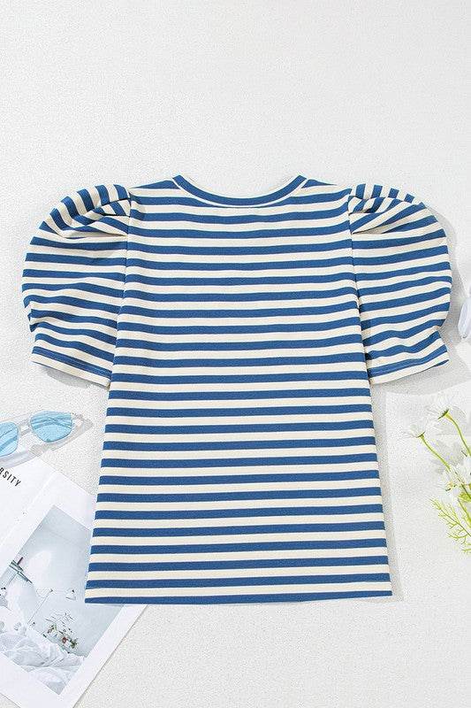 Stripe America Cursive Graphic Puff Sleeve T-shirt - Shop Style & More | Fresh Looks, Everyday Deals & Free Shipping