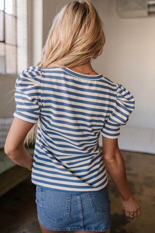 Stripe America Cursive Graphic Puff Sleeve T-shirt - Shop Style & More | Fresh Looks, Everyday Deals & Free Shipping