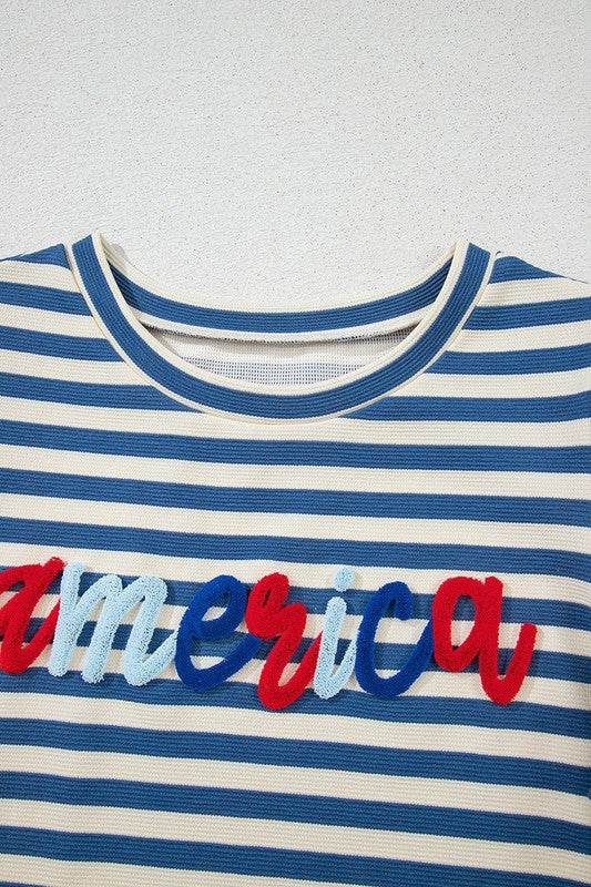 Stripe America Cursive Graphic Puff Sleeve T-shirt - Shop Style & More | Fresh Looks, Everyday Deals & Free Shipping