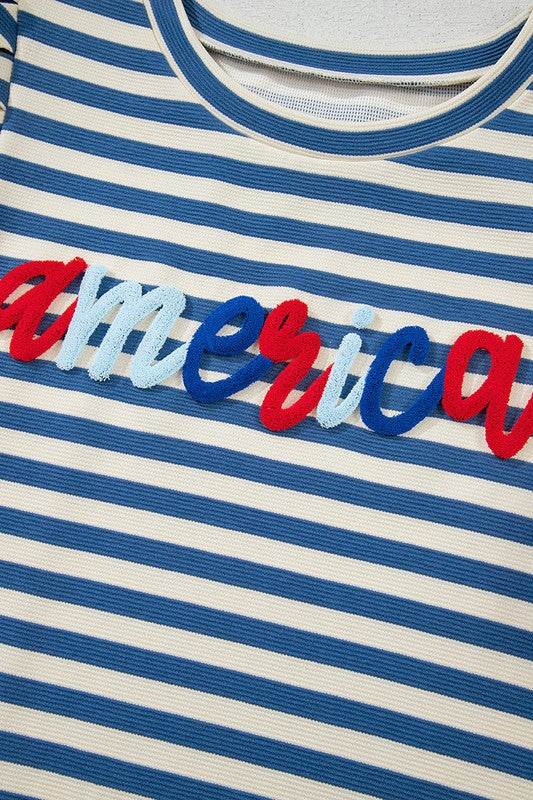 Stripe America Cursive Graphic Puff Sleeve T-shirt - Shop Style & More | Fresh Looks, Everyday Deals & Free Shipping