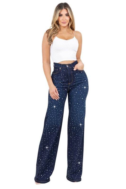 Olivia Rhinestone Wide Leg Jean - Shop Style & More | Fresh Looks, Everyday Deals & Free Shipping