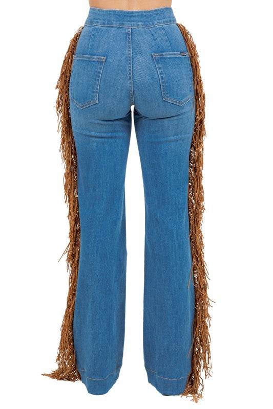 Harley Wide Leg Fringe in Medium Wash - Shop Style & More | Fresh Looks, Everyday Deals & Free Shipping