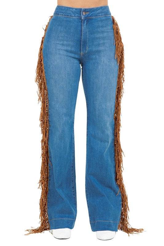 Harley Wide Leg Fringe in Medium Wash - Shop Style & More | Fresh Looks, Everyday Deals & Free Shipping