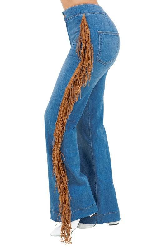 Harley Wide Leg Fringe in Medium Wash - Shop Style & More | Fresh Looks, Everyday Deals & Free Shipping