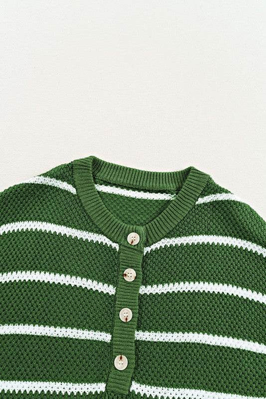 Stripe Drop Shoulder Oversized Henley Knit Tee - Shop Style & More | Fresh Looks, Everyday Deals & Free Shipping