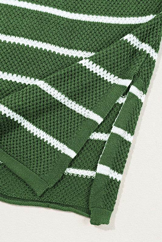 Stripe Drop Shoulder Oversized Henley Knit Tee - Shop Style & More | Fresh Looks, Everyday Deals & Free Shipping