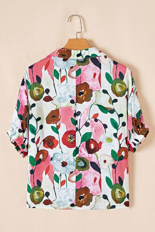 Floral Boho Shirred Bubble Viscose Stripe Blouse - Shop Style & More | Fresh Looks, Everyday Deals & Free Shipping