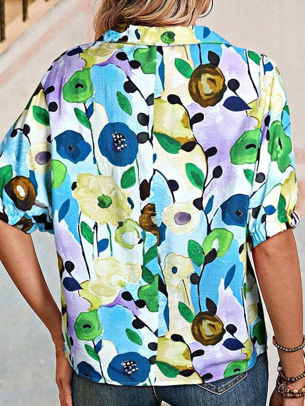 Floral Boho Shirred Bubble Viscose Stripe Blouse - Shop Style & More | Fresh Looks, Everyday Deals & Free Shipping