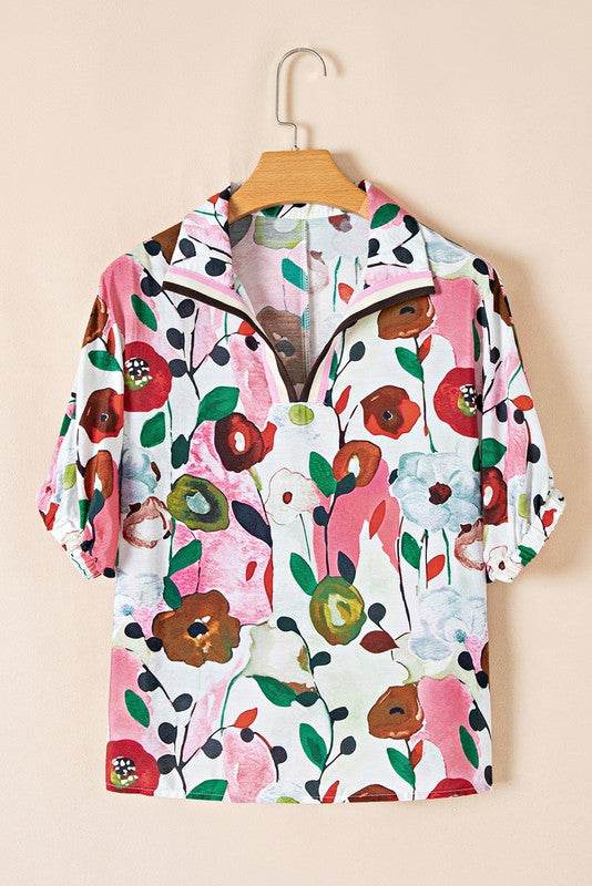 Floral Boho Shirred Bubble Viscose Stripe Blouse - Shop Style & More | Fresh Looks, Everyday Deals & Free Shipping