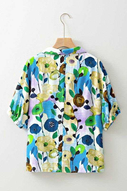 Floral Boho Shirred Bubble Viscose Stripe Blouse - Shop Style & More | Fresh Looks, Everyday Deals & Free Shipping