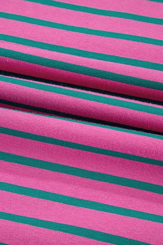 Pink Stripe Colorblock Ruffled Cotton Blouse Top - Shop Style & More | Fresh Looks, Everyday Deals & Free Shipping