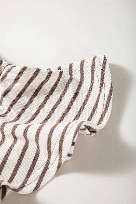Striped Ruffle Sleeve Round Neck Cotton Top - Shop Style & More | Fresh Looks, Everyday Deals & Free Shipping