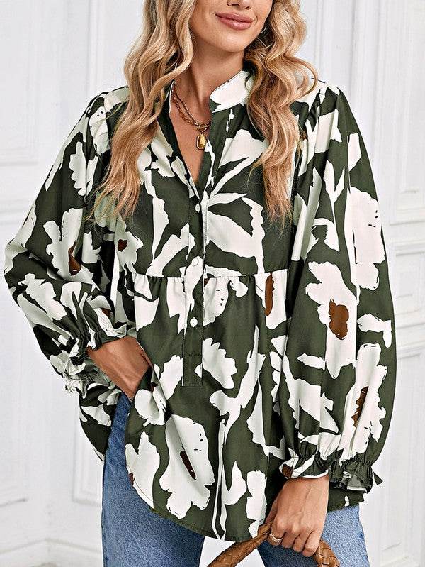60s Flower Frill Neck Loose Blouse - Shop Style & More | Fresh Looks, Everyday Deals & Free Shipping