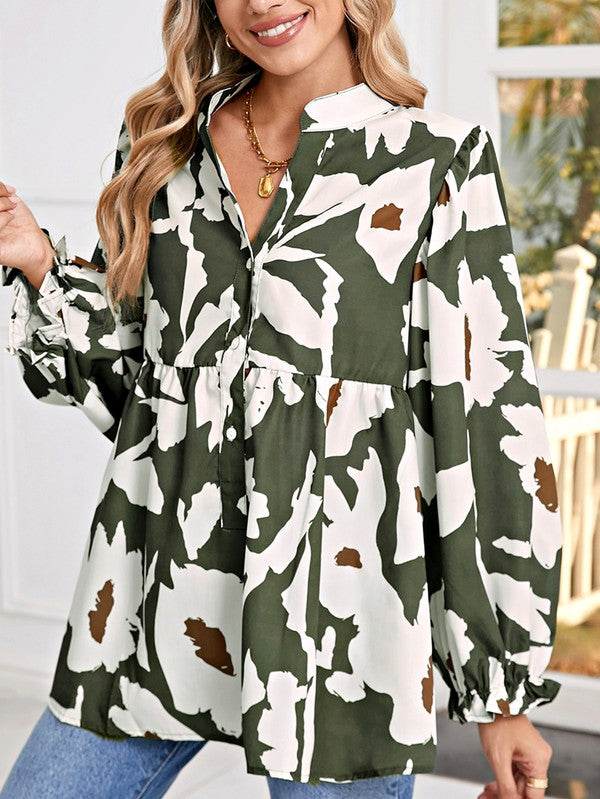 60s Flower Frill Neck Loose Blouse - Shop Style & More | Fresh Looks, Everyday Deals & Free Shipping