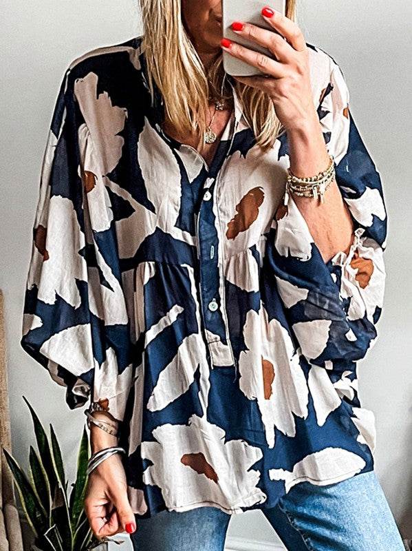 60s Flower Frill Neck Loose Blouse - Shop Style & More | Fresh Looks, Everyday Deals & Free Shipping
