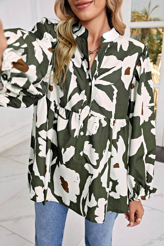 60s Flower Frill Neck Loose Blouse - Shop Style & More | Fresh Looks, Everyday Deals & Free Shipping