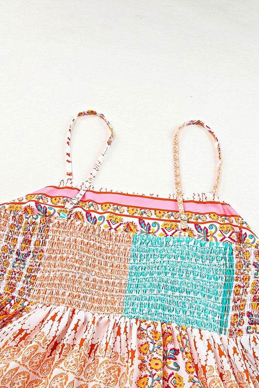 Mint Boho Patchwork Print Square Neck Sundress - Shop Style & More | Fresh Looks, Everyday Deals & Free Shipping