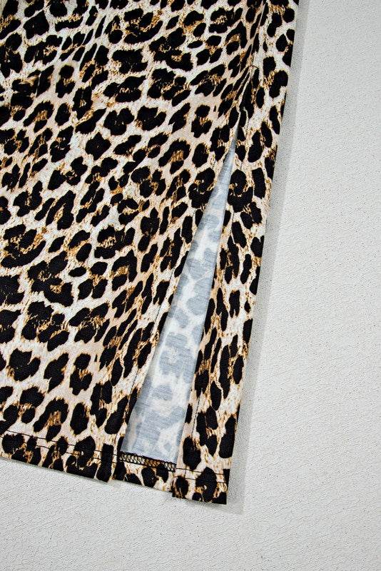 Contrast Stripe Trim Leopard Sleeveless long Dress - Shop Style & More | Fresh Looks, Everyday Deals & Free Shipping
