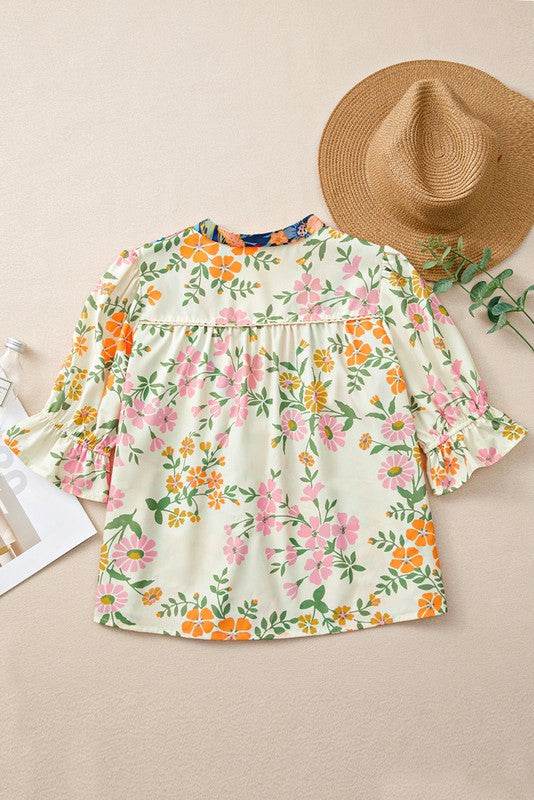 Multicolour Half Sleeve Boho Floral Blouse - Shop Style & More | Fresh Looks, Everyday Deals & Free Shipping