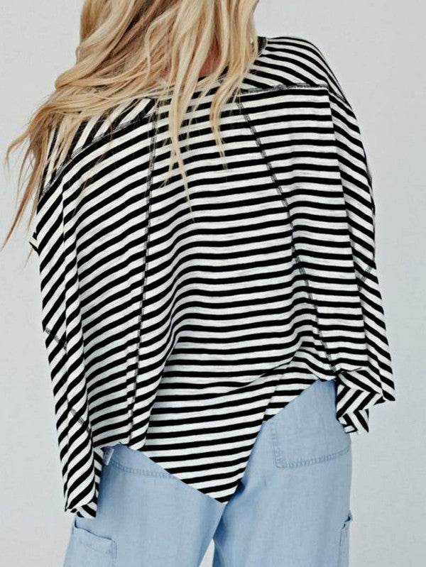 Cotton Striped Batwing Sleeve Oversized Top - Shop Style & More | Fresh Looks, Everyday Deals & Free Shipping