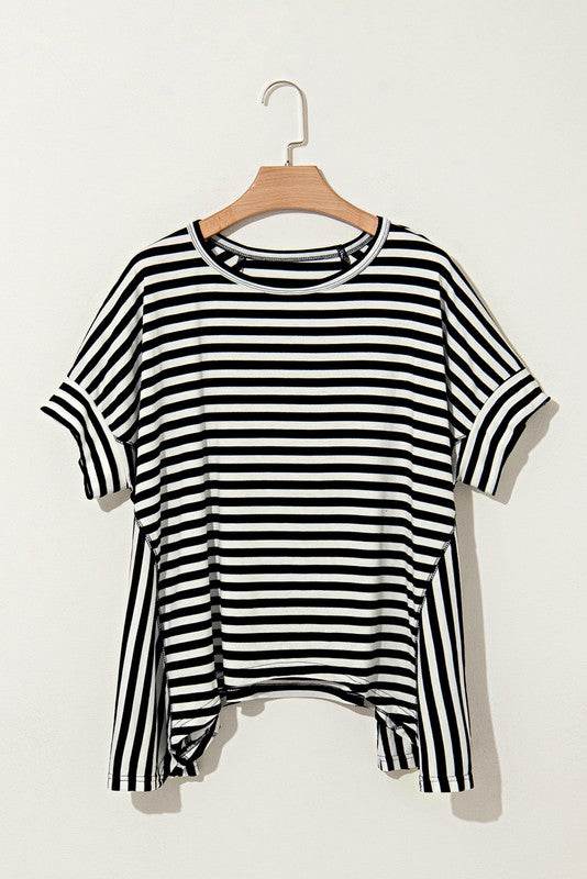 Cotton Striped Batwing Sleeve Oversized Top - Shop Style & More | Fresh Looks, Everyday Deals & Free Shipping