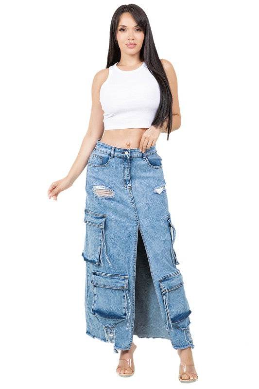 WOMEN FASHION LONG MAXI DENIM SKIRT - Shop Style & More | Fresh Looks, Everyday Deals & Free Shipping