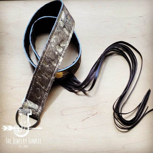 Dark Metallic Hide Leather Belt w/ Leather Fringe - Shop Style & More | Fresh Looks, Everyday Deals & Free Shipping
