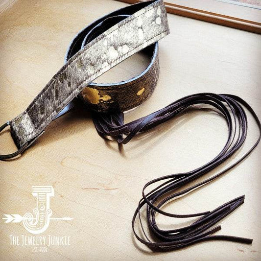 Dark Metallic Hide Leather Belt w/ Leather Fringe - Shop Style & More | Fresh Looks, Everyday Deals & Free Shipping