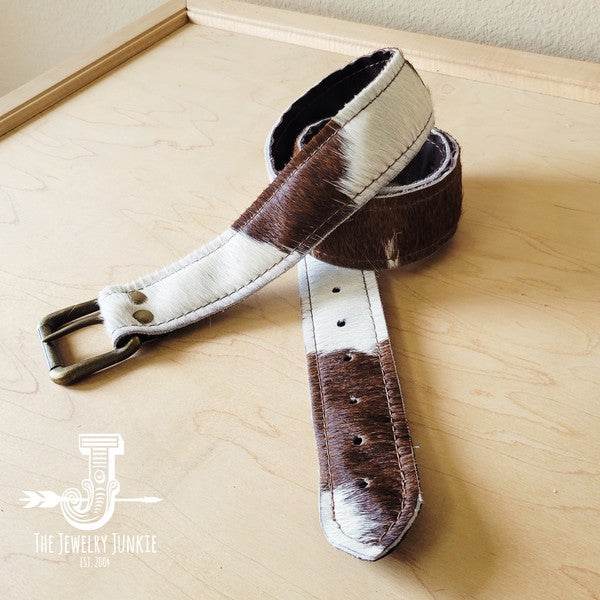 Hair-on-Hide Brown & White Genuine Leather Belt - Shop Style & More | Fresh Looks, Everyday Deals & Free Shipping