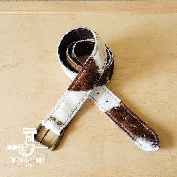Hair-on-Hide Brown & White Genuine Leather Belt - Shop Style & More | Fresh Looks, Everyday Deals & Free Shipping