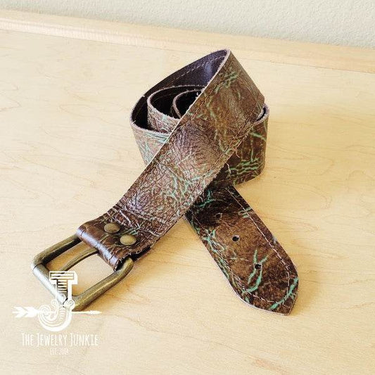 Turquoise & Brown Embossed Genuine Leather Belt - Shop Style & More | Fresh Looks, Everyday Deals & Free Shipping