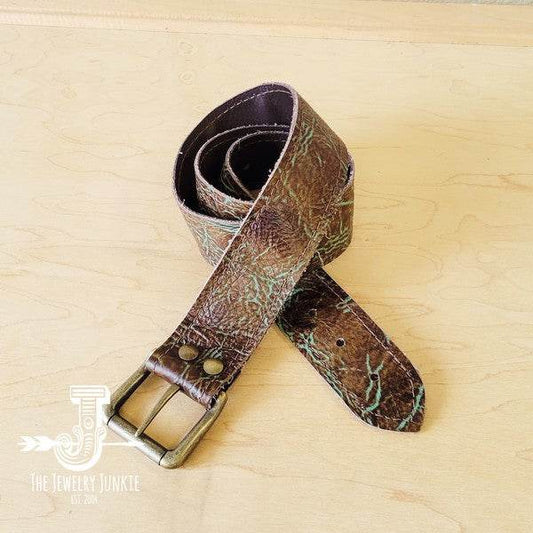 Turquoise & Brown Embossed Genuine Leather Belt - Shop Style & More | Fresh Looks, Everyday Deals & Free Shipping
