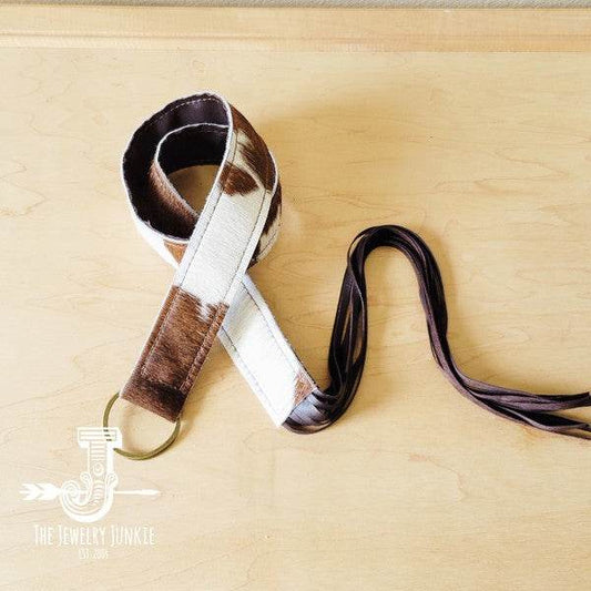 Hair-on-Hide Brown & White Leather Belt w/ Fringe - Shop Style & More | Fresh Looks, Everyday Deals & Free Shipping