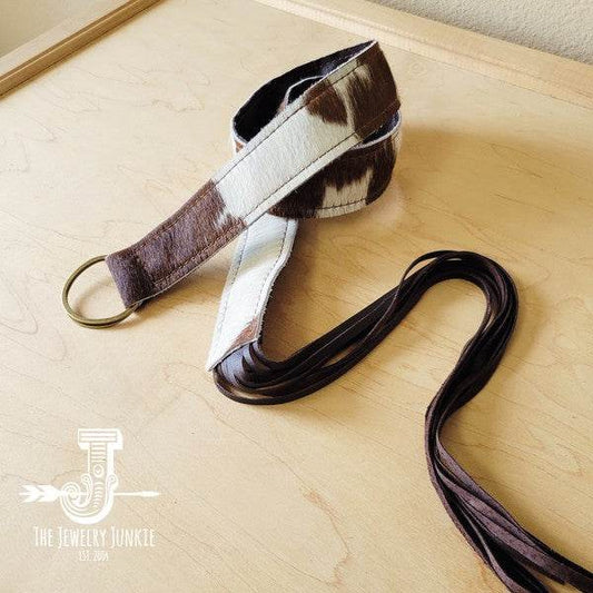 Hair-on-Hide Brown & White Leather Belt w/ Fringe - Shop Style & More | Fresh Looks, Everyday Deals & Free Shipping
