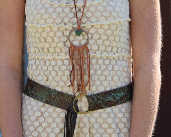 Turquoise & Brown Embossed Leather Belt w/ Fringe - Shop Style & More | Fresh Looks, Everyday Deals & Free Shipping