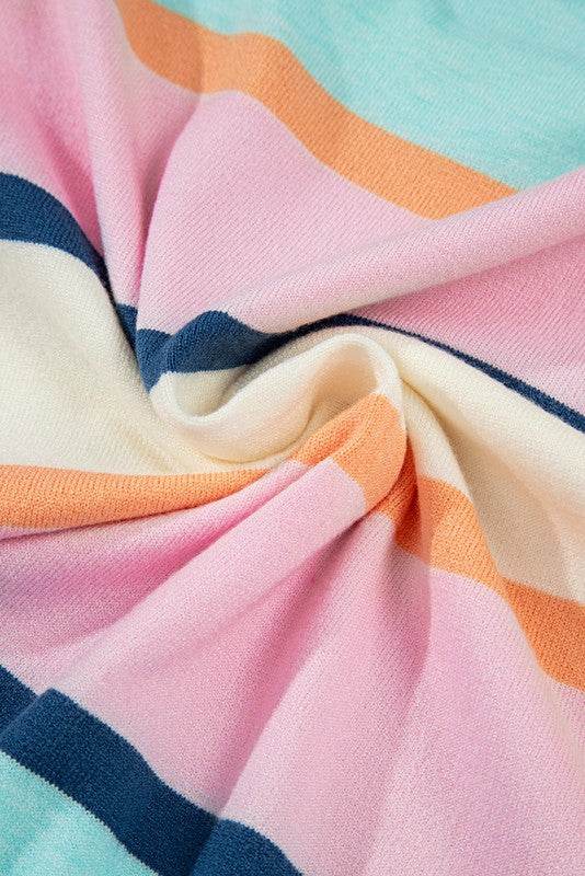 Striped Colorblock Flutter Sleeve Knit Top - Shop Style & More | Fresh Looks, Everyday Deals & Free Shipping