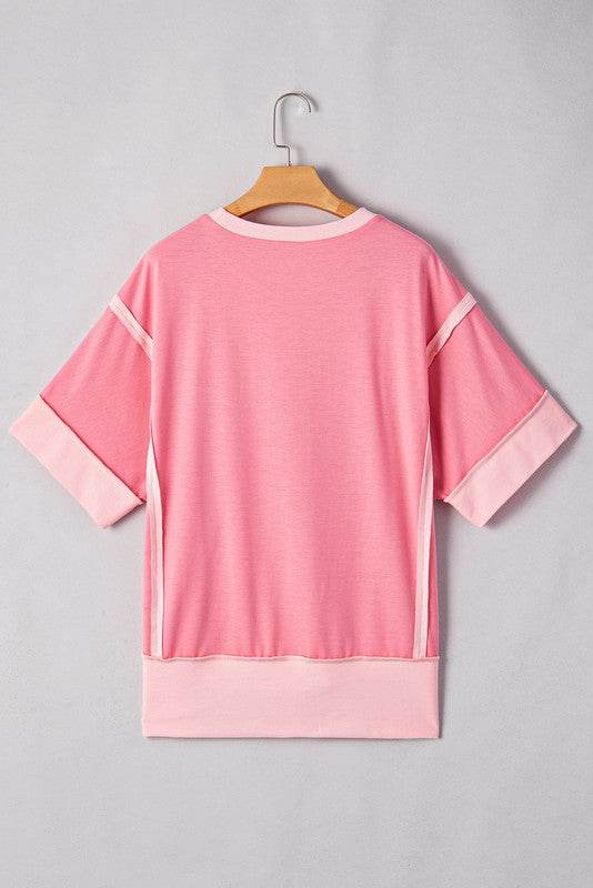 Cotton Peach Half Raw Seam High Low Side Split Top - Shop Style & More | Fresh Looks, Everyday Deals & Free Shipping