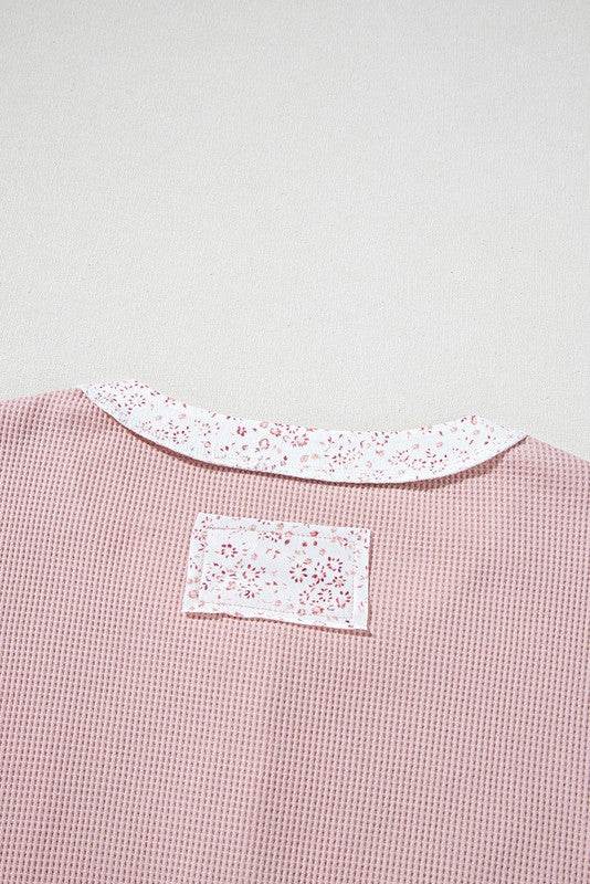 Cotton Pink Waffle Floral Patchwork Exposed Top - Shop Style & More | Fresh Looks, Everyday Deals & Free Shipping