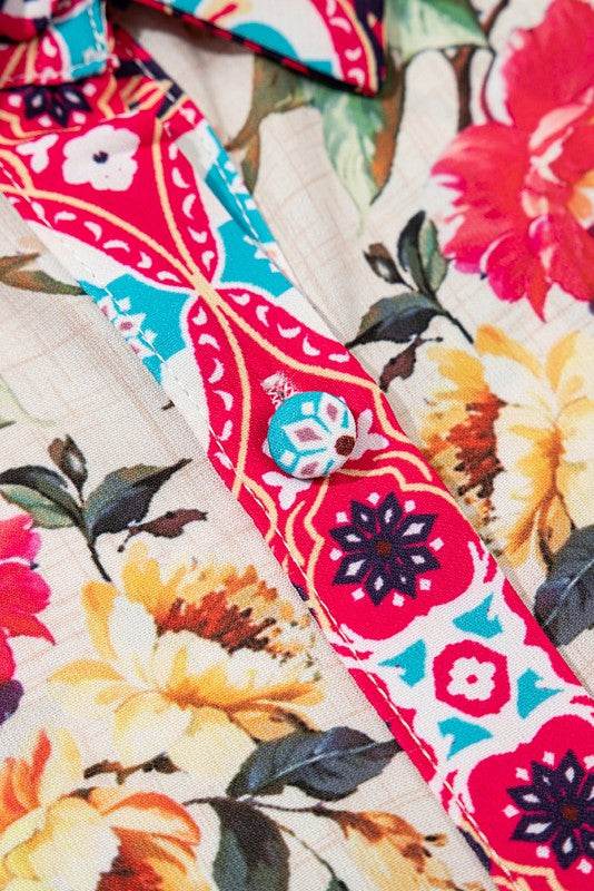 Rose Floral Ethnic Print Ruffle Mini Dress - Shop Style & More | Fresh Looks, Everyday Deals & Free Shipping