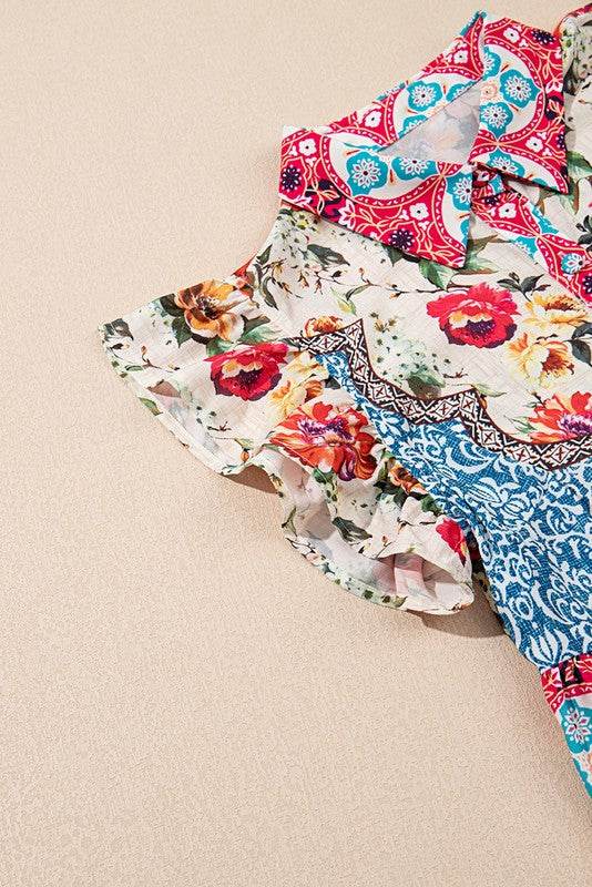 Rose Floral Ethnic Print Ruffle Mini Dress - Shop Style & More | Fresh Looks, Everyday Deals & Free Shipping